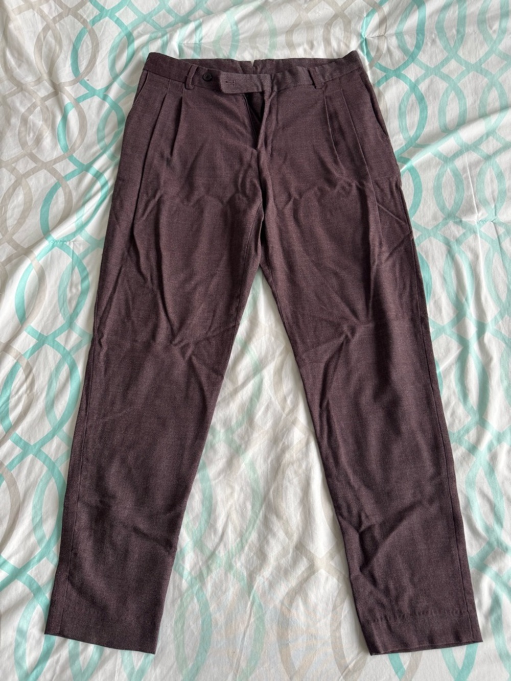 Zara Men's Dark Brown Casual Dress Pants - Tailored Front Pleat